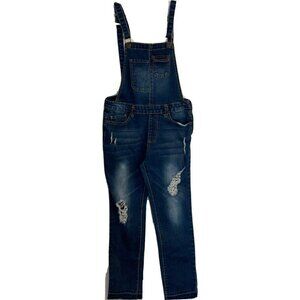 Monkey Ride Jean Premium Jr Denim Straight Leg Pocket Bib Overall Raw Hem Pant-M